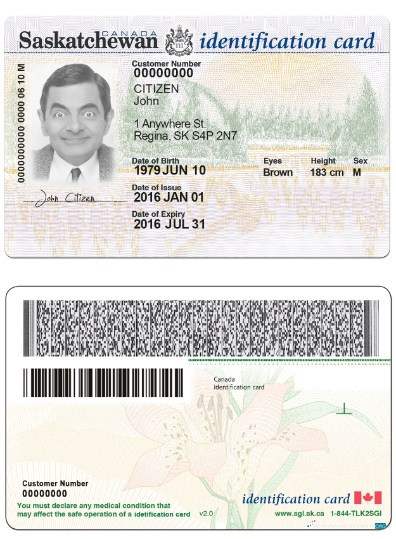 Download Canada Saskatchewan ID Photoshop template